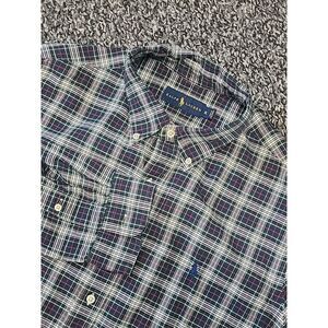 Ralph Lauren Mens XL Shirt Long Sleeve Button Down‎ Green Plaid Tarton